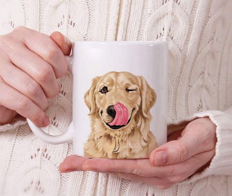 Golden Retriever Art Prints, Dog Gift Guide, Dog Pottery, Golden Retriever Art, Golden Retriever Gifts, Golden Retriever Mom, Golden Puppies, Pet Art, Guide Dog