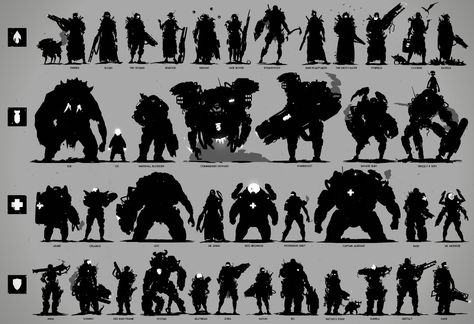 ArtStation - Silhouettes, Scott Flanders Silhouette Concept Art, Scott Flanders, Character Thumbnails, Character Silhouette, Shape Language, Silhouette Sketch, Thumbnail Sketches, Different Poses, Concept Art Character