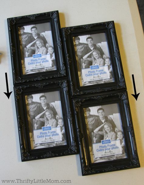 Create A Decorative Collage Frame For Less than $5 » Thrifty Little Mom Diy Collage Picture Frames, Picture Collages, 4 Picture Frame, Diy Collage, Frames Diy, Pic Wall, Frame Collage, 4x6 Frames, Collage Frame