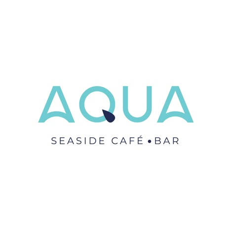 Aqua Logo Design, Aquarius Logo, Loutraki Greece, Logo For Cafe, Aqua Logo, Logo Color Schemes, Water Drop Logo, Bistro Design, Logo Luxe