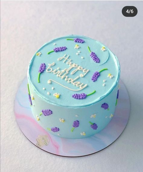 Purple Blue Cake Birthday, Simple Cute Cake Designs, Blue And Purple Cake, Cute Simple Cakes, Minimalist Cake Design, Lunch Box Cake, Small Birthday Cakes, Mini Torte, Pastel Cakes