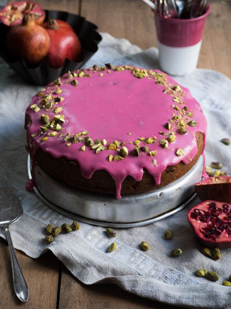 Pistachio & Pomegranate Cake — Kulinary Adventures of Kath Pomegranate Cake, Coffee With A Friend, Lemon And Coconut Cake, Pomegranate Recipes, Buckwheat Cake, Having Coffee, Summer Baking, Pistachio Cake, Raspberry Smoothie