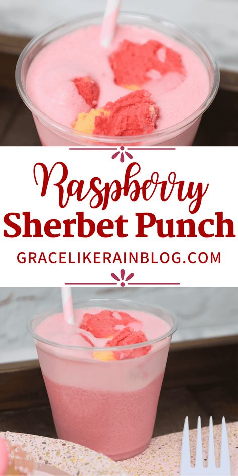 Raspberry Sherbet Party Punch Punch Bowl Party, Punch Recipes Sherbet, Punch Sherbert, Sherbet Punch With Alcohol, Strawberry Sherbet Punch, Raspberry Sherbet Punch Recipes, Pink Sherbet Punch, Pink Sherbert Punch, Party Punch With Sherbert