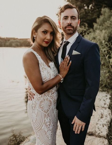 Bride places her hand against the groom’s chest as they pose for their wedding couples shoot by the river. With a beautiful bouquet and white dress, this glamorous couples shoot seemed almost editorial at times. The couple brought their adorable dog along for the first part. View more photos on the blog. | Nikk Nguyen Photo • Austin Wedding Photographer #couplesphotoshoot #couplephotography #couplesportraits #coupleshoot #couplepictures Hand On Chest Pose, Hand On Chest, Urban Couple Photoshoot, Couple Portrait Photography, Urban Couple, Bride And Groom Dancing, Bride And Groom Kissing, Bride And Groom First Look, Bride And Groom Photo Ideas