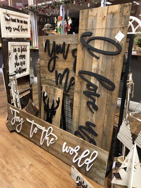 Huge Custom signs mantle bedroom signs #largesign #diy #woodpanel #shiplap #farmhousestyle #hgtv #bhghome #woodwords #wallwords Signs Diy Wooden, Diy Wooden Signs, Mantle Bedroom, Cnc Signs, Woodworking Signs, Diy Projects Garage, Laser Cut Signs, River House Decor, Diy Vinyl Projects