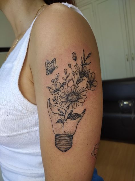 Counselor Tattoo Ideas, Sunflower In Vase Tattoo, Sleeve Filler Ideas Women Floral, Generational Cycle Breaker Tattoo, Jelly Roll Tattoo Ideas, Bloom Where You Are Planted Tattoo, Social Work Tattoo Ideas, Therapist Tattoo Ideas, Tattoos For Overthinkers