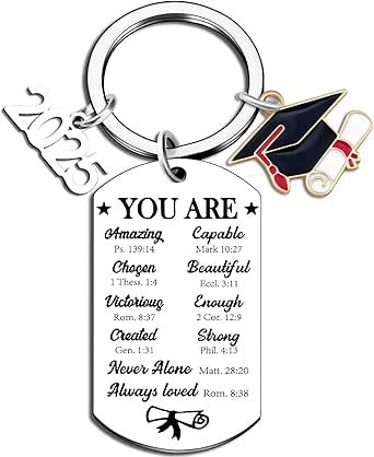 Inspirational Graduation Gifts For Women Men Class Of 2025 Keychain Graduation Gifts For Her Him High School Senior College Students Religious Christian Gift Ideas Senior Gift Ideas High School Sports Cross Country, Gifts For Seniors In High School, Soccer Senior Gifts High Schools, Graduation Gifts For High School Boys Senior Year, Class Of 2023 Keychain, Graduation Keychain, She & Him, Graduation Gifts For Her, Senior Year