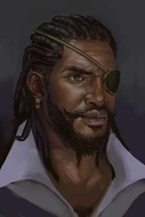 ArtStation - Portrait Commissions, Julie Claude Pirate Art, Simple Portrait, Dragon Trainer, Fantasy Portraits, World Of Darkness, Cyberpunk Character, Human Male, Black Characters, Original Characters