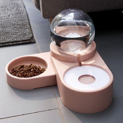 2-in-1 feeder pet bowl design with automatic water bowl, it will automatically re-inject the water into the culture dish, keep the water full and clean whether you are at home or not. Color: Pink | Tucker Murphy Pet™ Cheniece Pet Automatic Feeder Plastic / Metal / Stainless Steel in Pink, Size 8.0 H x 18.0 W x 4.0 D in | Wayfair Pet Water Bowl, Automatic Feeder, Cat Water Fountain, Dog Food Bowls, Pet Water Fountain, Cat Feeder, Corn Dogs, Pet Feeder, Dog Bowl