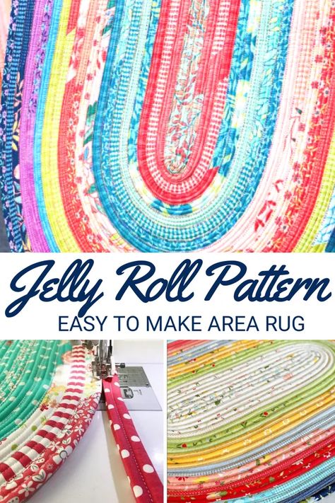 Quilted Rugs Free Pattern, How To Make Jelly Roll Rug, Jellyroll Rugs Instructions, Jelly Roll Rug Free Pattern, Jelly Roll Rugs How To Make A, Jelly Roll Rug Tutorial, Scrappy Rug, Rug Sewing Pattern, Quilted Rugs