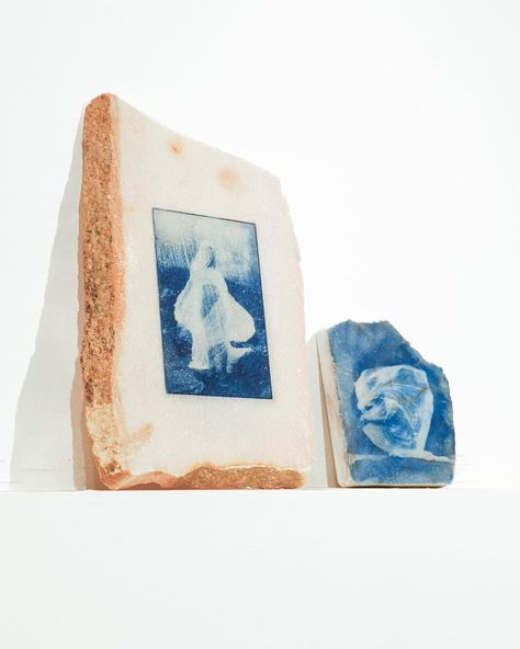 ‘Apparition’ and ‘My cocoon’ Cyanotype on marble from Estremoz, pink and white 2023 Presented at my latest solo exhibition at @casaerrazuriz in February 2024 #contemporaryart #contemporaryphotography #experimentalphotography #blueart #marbleart #cyanotypeartist #alternativephotography #alternativephoto #femaleartist #womenartists #artinmarble #latinamericanartist Cyanotype Sculpture, Process Photography, Photo Graphy, 2025 Year, Alternative Photography, Experimental Photography, Marble Art, Solo Exhibition, Contemporary Photography