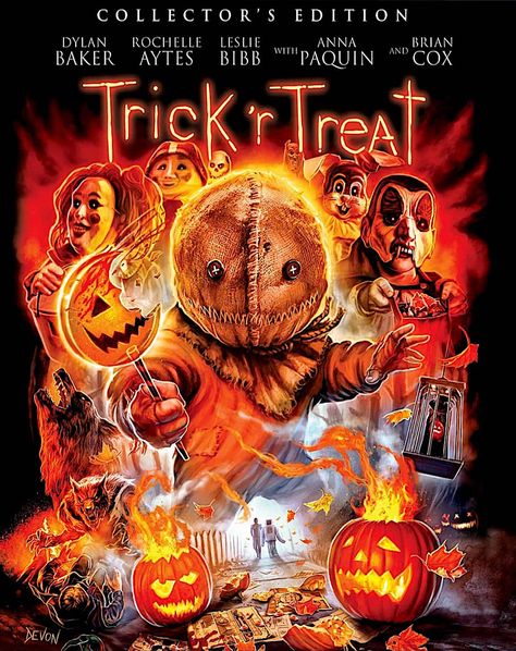 TRICK 'R TREAT COLLECTOR'S EDITION BLU-RAY SLIPCOVER (SCREAM FACTORY) Trick Or Treat Movie, Trick R Treat Movie, Sam Trick R Treat, Legendary Pictures, Horror Movie Icons, Trick R Treat, Horror Movie Art, Horror Movie Posters, Before Midnight