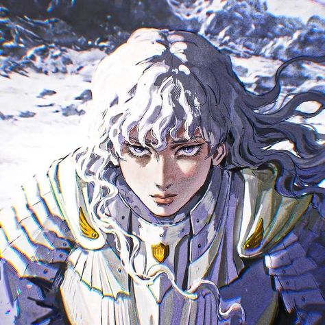 Guts And Griffith, Griffith Berserk, Berserk Anime, Images Kawaii, White Hair, Anime Fanart, Anime Character, Manga Art, Anime Icons