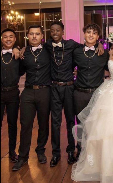 Chambelanes Outfits Quinceanera Black, Quince Chambelanes Outfits Pink, Quinceanera Court Outfits, Damas Outfits Quinceanera, Quinceanera Chambelanes Outfits, Quince Court Outfits, Surprise Dance Outfits Quinceanera, Quince Chambelanes Outfits, Quince Surprise Dance Outfits