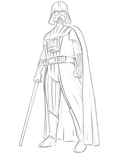 Darth Vader Drawings, Draw Star Wars, Darth Vader Easy Drawing, Star Wars Easy Drawing, How To Draw Darth Vader, Darth Vader Coloring Page, Starwars Drawings, Star Wars Artwork Draw, Star Wars Dibujos