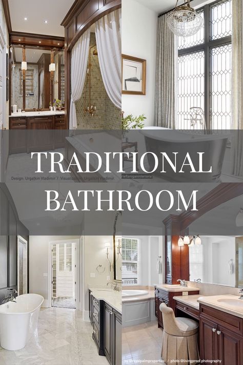 Traditional Bathroom English Style Bathroom Design, Traditional Style Bathroom Ideas, Traditional Bathroom Decor Ideas, Master Bathrooms 2024 Trends Traditional, Traditional Master Bath Ideas, Small Traditional Bathroom, Southern Bathroom, Timeless Master Bath, Traditional Bathroom Ideas