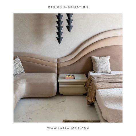 An organic headboard in blush pinks, perfectly paired with a sofa? Now we're talking! #BedroomGoals #inspiration #curvedheadboard #sofaandheadboardtogether #headboard #organicheadboard Organic Headboard, Curved Headboard, Bedroom Goals, Blush Pink, Blush, Sofa, Interior Design, Bed, Pink