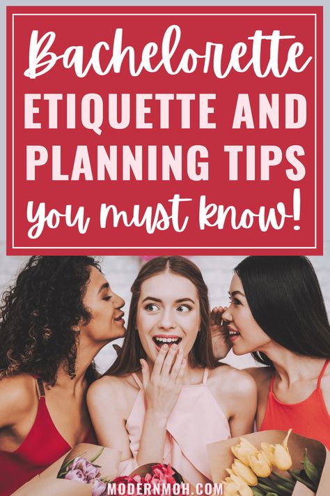 The answers to all the bachelorette party etiquette questions you're too afraid to ask + some extra planning tips! Gifts For Newly Engaged Friend, Bachelorette Gift Ideas For Bride, Bachelorette Party Etiquette, Maid Of Honor Speech Ideas, Bachelorette Party Ideas Decorations, Funny Bachelorette Games, Unique Bachelorette Party Ideas, Engagement Gifts Ideas, Chic Bachelorette Party