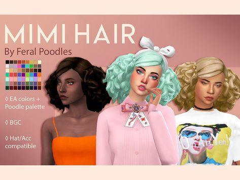 #Sims4CC #sims4 Custom Content // feralpoodles' Mimi Hair // maxis match Sims 4 Cc Maxis, Sims 4 Cc Maxis Match, Hair Ts4, Puffy Hair, Cc Hair, Cc Clothes, Sims 4 Mm Cc, Sims 4 Mm, Sims Four