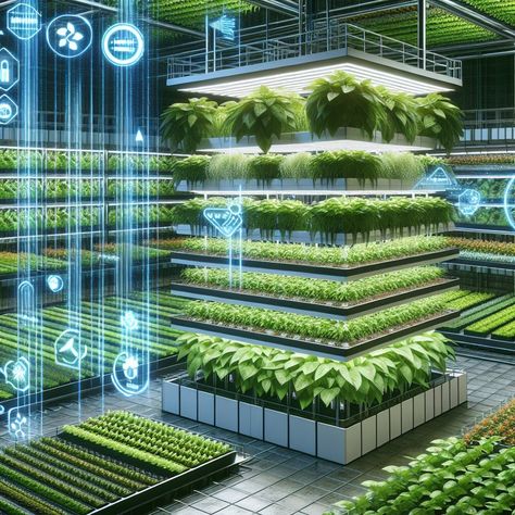 🌿 AI in Vertical Farming: AI optimizes indoor growing conditions. Could AI revolutionize urban agriculture? #VerticalFarming Vertical Farming Design, Urban Farming Architecture, Hydroponic Gardening System, Smart Farm, Indoor Farming, Vertical Farming, Urban Agriculture, Hydroponic Gardening, Future City