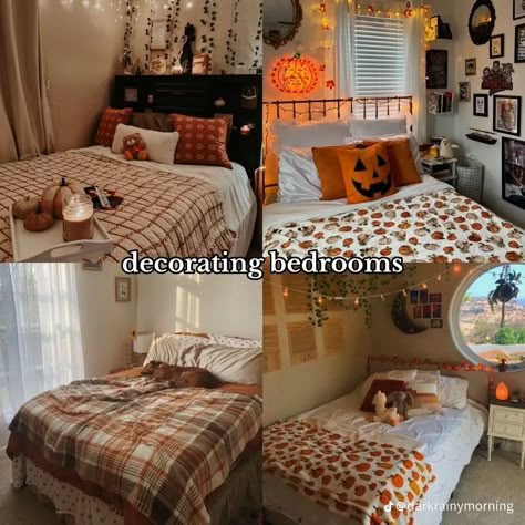 Halloween Room Decor Ideas, Diy Halloween Room, Fall Room Aesthetic, Room Decor Halloween, Holiday Bedroom Decor, Halloween Living Room, Halloween Bedroom Decor, Fall Room, Fall Room Decor