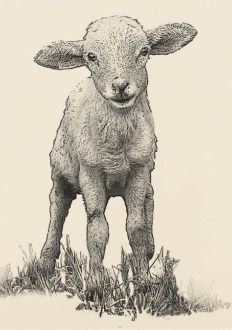 Sheep Charcoal Drawing, Drawing Of A Lamb, Realistic Lamb Tattoo, Lamb Face Tattoo, Sheep Drawing Realistic, Sheep Sketch Drawings, Lamb Tattoo For Women, Sheep Drawing Illustration, Lamb Cake Ideas