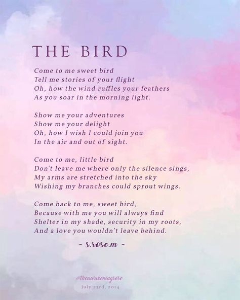 Poem About Birds, Bird Poems Poetry, Poems About Birds, Bird Poetry, Simple Poetry, Bird Poems, True Love Poems, Very Deep Quotes, Tree Poem