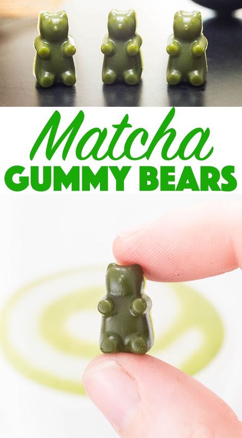 Make matcha gummy bears for a healthy snack! These homemade gummy bears filled with matcha are a fun way to get your caffeine in. Just three ingredients. #matcha #healthysnack Gummy Bears Recipe, Matcha Snacks, Homemade Gummy Bears, Healthy Gummies, Homemade Gummies, Make Matcha, Salty Sweet Snacks, Matcha Recipes, How To Make Matcha