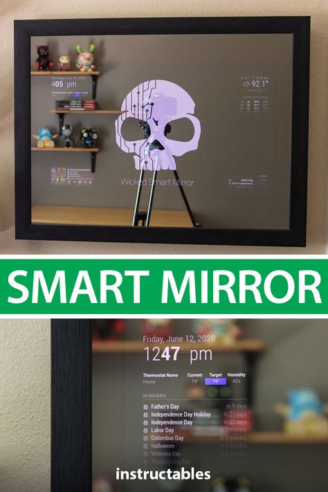 Tech Project Ideas, Mirror Calendar, Smart House Ideas Technology, Smart Mirror Diy, Smart Calendar, Diy Electronics Projects, Electronic Ideas, Arduino Display, Smart Home Ideas