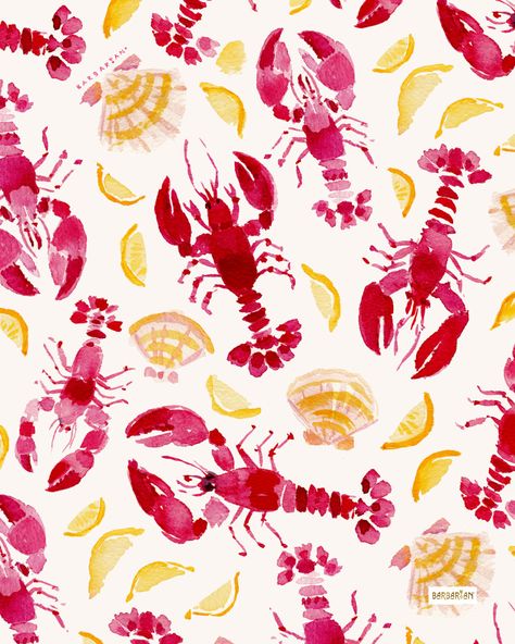 Lobster Aesthetic, Lobster Painting, Lobster Wallpaper, Lobster Print, Lobster Decor, Lobster Art, Lilly Prints, Sailboat Print, Coastal Prints