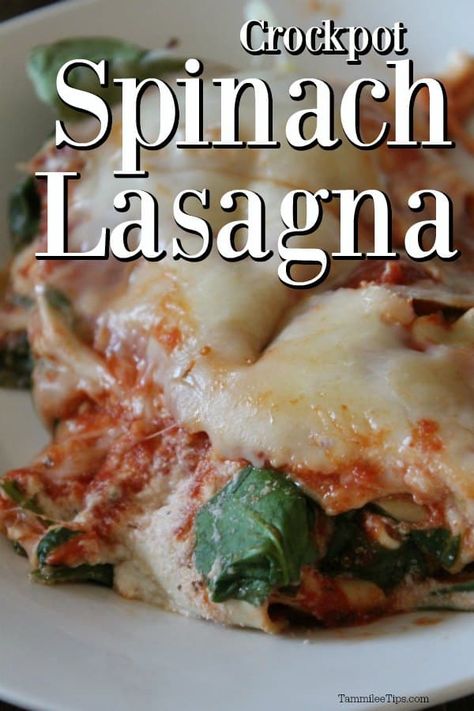 Vegetarian Lasagna Crockpot Recipes, Crockpot Vegetarian Lasagna, Crockpot Spinach Lasagna, Spinach Crockpot Recipes, Meatless Slow Cooker Recipes, Crockpot Lasagne, Easy Crockpot Lasagna Recipe, Easy Crockpot Lasagna, Crockpot Lasagna Recipe