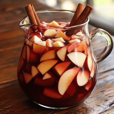 Fireball Caramel Apple Sangria is a unique twist on a classic drink that combines flavors of fall in every sip. Fall Cocktails With Fireball, Carmel Apple Sangria Recipes With Fireball, Fall Sangria With Fireball, Apple Cinnamon Sangria Recipes, Caramel Apple Sangria With Fireball, Fireball Fall Cocktails, Sangria Mocktail Recipe, Fireball Caramel Apple Sangria, Carmel Apple Sangria Recipe