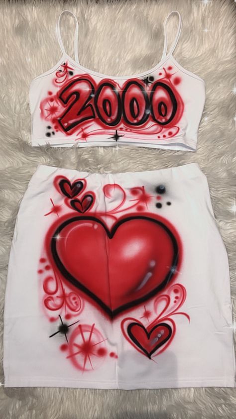 Personalized Airbrush Sexy 2 Piece Outfits Strap Crop Top Skirt Set Airbrush Outfits, Birthday Skirt, Airbrush T Shirts, Airbrush Designs, Birthday Outfit For Women, 21st Birthday Photoshoot, Pink Birthday Cakes, Custom Airbrushing, Red Valentine