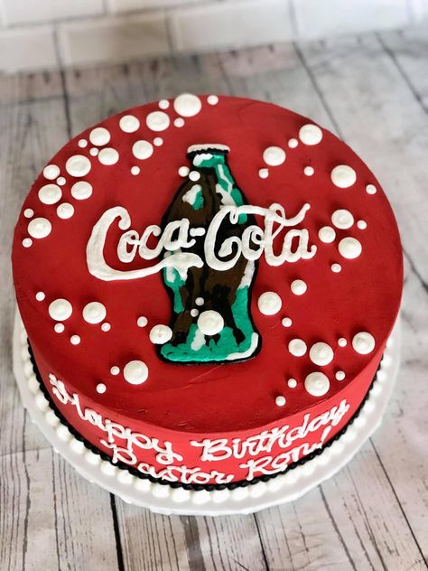 Coke Party Ideas, Coke Cake Tower, Coke Themed Cake, Coke Cola Cake Theme, Coke Cola Cake Design, Pastel Cocacola, Coca Cola Cake With Box Cake, Coca Cola Cake Design Birthdays, Coke Party