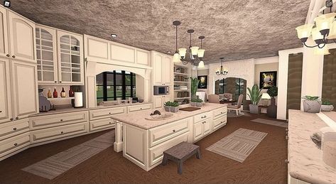 Bloxburg Fancy Kitchen Ideas, Bloxburg Rich Kitchen Ideas, Blockburg Kitchen Ideas Big, Bloxburg Kitchen Mansion, Bloxburg Kitchen Ideas Big Realistic, Bloxburg Huge Kitchen Ideas, Bloxburg Elegant Kitchen, Mansion Kitchen Bloxburg, Bloxburg Luxury Kitchen