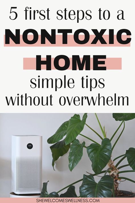 air purifier, green plants, text: 5 first steps to a non-toxic home-simple tips withoout overwhelm Night Self Care, Monthly Self Care, Nontoxic Living, Self Love Ideas, Toxic Free Living, Self Care Night, Self Care Habits, Detox Your Home, Chemical Free Living