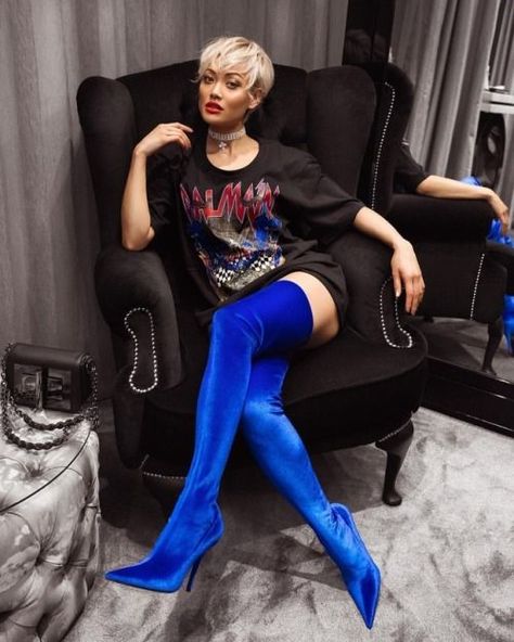 Don’t get too close 🔪💙 Outfit from @harroldsaus Blue Thigh High Boots, Micah Gianelli, Micah Gianneli, Velvet Boots, Boating Outfit, Moda Chic, Blue Boots, Boots Outfit, Thigh High Boots