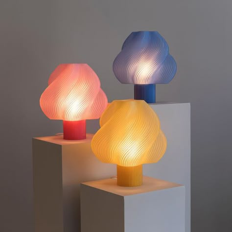 Scandinavian Product Design, Colorful Product Design, Fun Lamps, 3d Printed Lamp, Eclectic Lamps, 3d Lighting, Colorful Lamp, Weird Furniture, Unusual Lamps