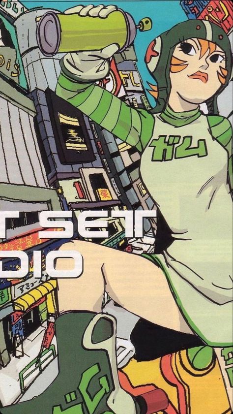 Jet Set Radio Future Wallpaper, Jetset Radio Wallpaper, Jet Set Radio Wallpaper Iphone, Jet Set Radio Official Art, Jet Set Radio Wallpaper, Jet Set Radio Art, Jetset Radio, Jet Set Radio Future, Green Montana