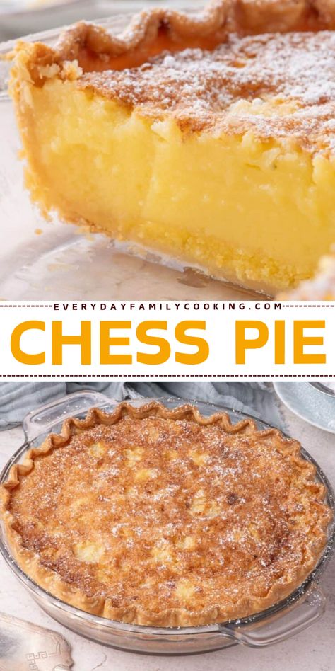 This chess pie packs Southern classic comfort in every bite! It's an old-fashioned dessert that will be the first gone at Thanksgiving! Fast Pie Recipes, Old Fashion Thanksgiving Recipes, Southern Thanksgiving Recipes Desserts, Old Pie Recipes, Easy Chess Pie Recipe, Best Pie Ever, Classic Pie Recipes, Paradise Pie Recipe, Pumpkin Chess Pie