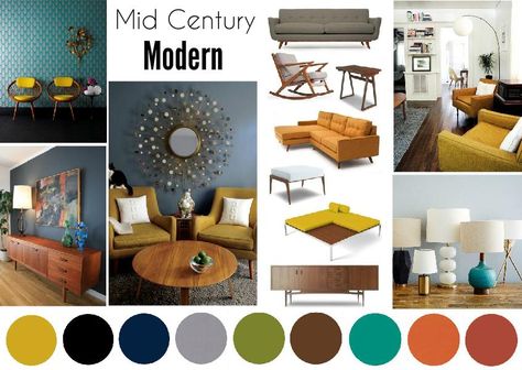 7 Mid-Century Modern Interiors We Love Interior Mood Board, Interior Art Deco, Glass Railings, Mid Century Modern Interior Design, House Green, Interior Design Minimalist, Mid Century Colors, Mid Century Modern Colors, Mid Century Living