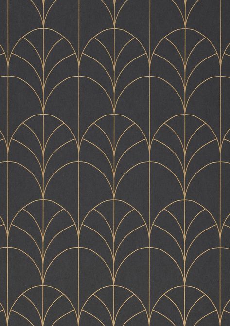 Rooms with dark colours convey a feeling of comfortable elegance and can provide some very exotic nuances. Glamorous exoticism is just one of the characteristics of this design wallpaper in the Art Deco style. The chocolaty slate grey background emphasises the shimmering yellow golden pattern. Glamorous Wallpaper, Wallpaper Art Deco, Deco Wallpaper, Motif Art Deco, Painter And Decorator, Golden Pattern, Art Deco Wallpaper, Art Deco Patterns, Grey Art