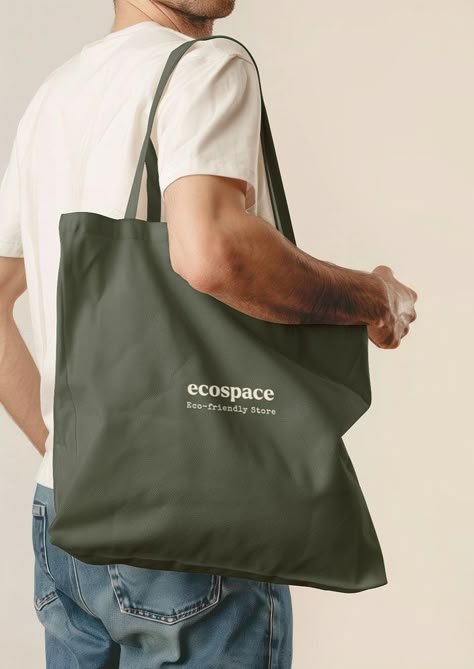 Green eco friendly tote bag mockup, editable  design | premium image by rawpixel.com / Jubjang Eco Friendly Stores, Shooting Bags, Aesthetic Mockup, Hat Illustration, Tote Bag Mockup, Apparel Mockup, Plant Book, Man Design, Web Design Resources