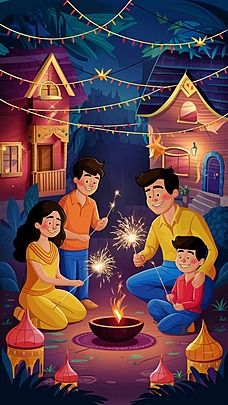 a family enjoying the diwali Background Family Celebrating Diwali, Diwali Sparkle, Diwali Celebration Images, Happy Dewali, Diwali Family, Tamil Worksheet, Background Diwali, Diwali Lamp, Happy Deepavali