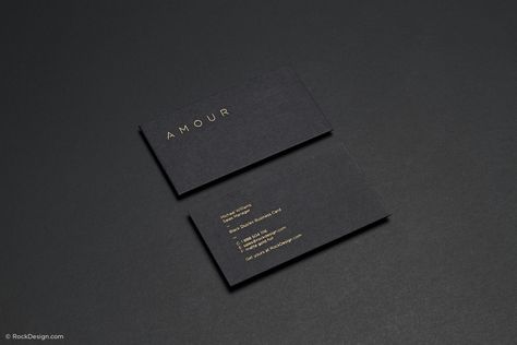 Fancy unique black business card design template - Amour | RockDesign Luxury… Fancy Business Cards, Namecard Designs, Black And White Business Cards, Brand Mockup, Die Cut Business Cards, Black Business Cards, Business Card Design Black, Gold Business Card, Premium Business Cards