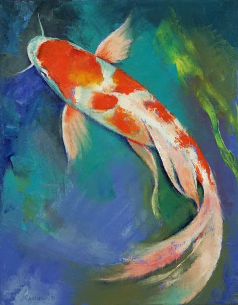 Michael Creese, Koi Paintings ~ Artists and Art Karp Koi, Butterfly Koi, Art Vampire, Koi Painting, Dengeki Daisy, Koi Art, Carpe Koi, Japanese Koi, Samurai Tattoo