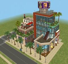 Minecraft Shops, Sims 4 Challenges, Shopping District, Commercial Center, Small Fountains, Casas The Sims 4, Minecraft Buildings, Minecraft Designs, Sims 4 Houses