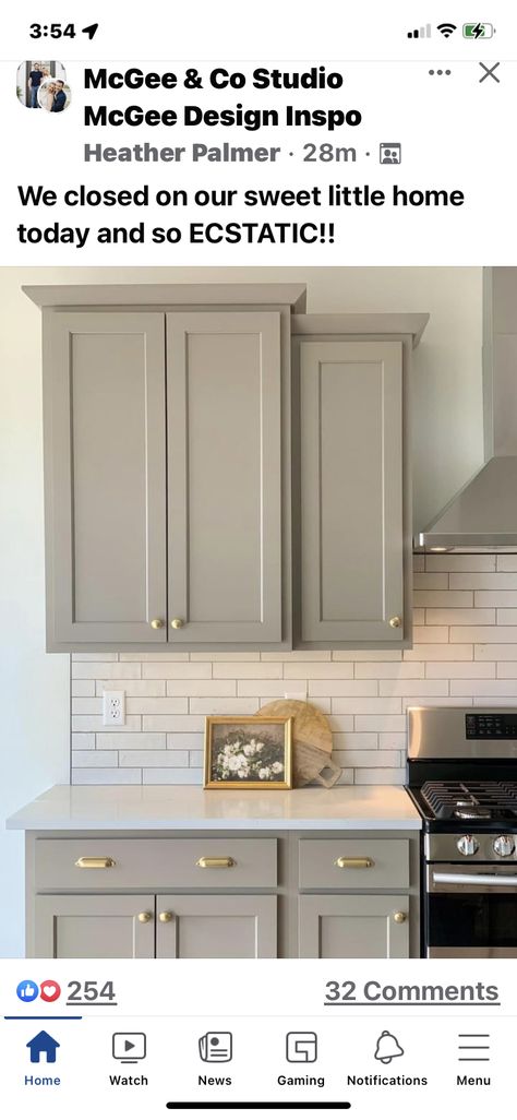 Greige Kitchen Cabinets, Greige Kitchen, Cabinets Colors, Moms Kitchen, Painted Kitchen Cabinets Colors, Light Grey Walls, Farmhouse Remodel, Painted Kitchen, Gray Kitchen