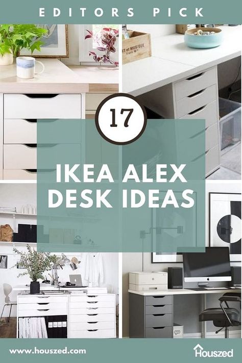 Ikea Alex Desk Ideas, Ikea Work Desk, Ikea L Shaped Desk, Ikea Alex Desk Hack, Alex Desk Hack, Ikea Kallax Desk, Ikea Workspace, Ikea Corner Desk, Ikea Office Hack