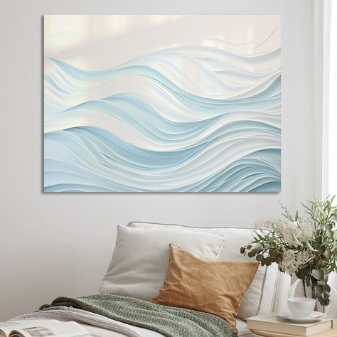 Blue Walls Living Room, Abstract Wall Art Living Room, Marble Wall Decor, Wave Wall Art, Canvas Wall Art Living Room, Blue Wall Art, Art Living Room, Art Blue, Canvas Designs